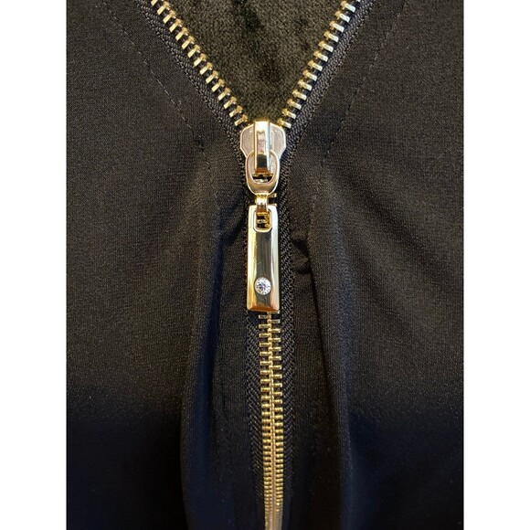 JM Collection Black Blouse Plus Size XXL Top  + Stretch Gold Zipper Pullover - Picture 6 of 11